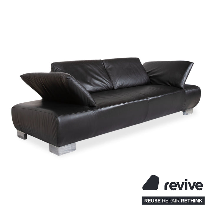 Koinor Volare Leder Dreisitzer Schwarz manuelle Funktion Sofa Couch