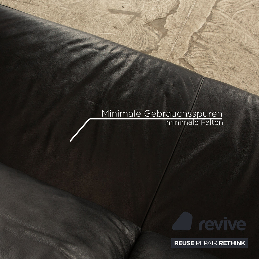 Koinor Volare Leder Dreisitzer Schwarz Sofa Couch manuelle Funktion