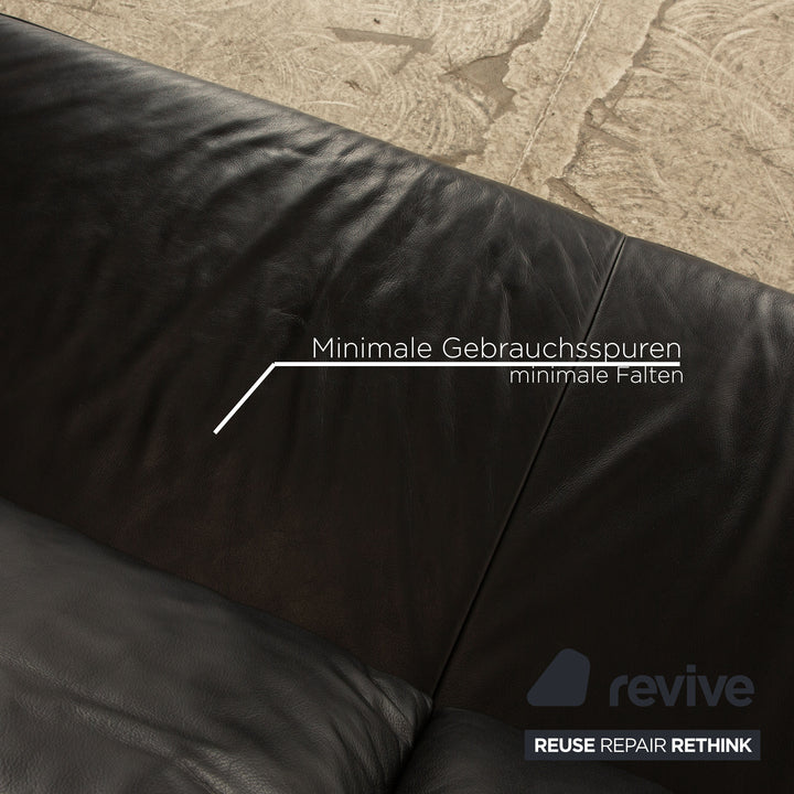Koinor Volare Leder Dreisitzer Schwarz Sofa Couch manuelle Funktion