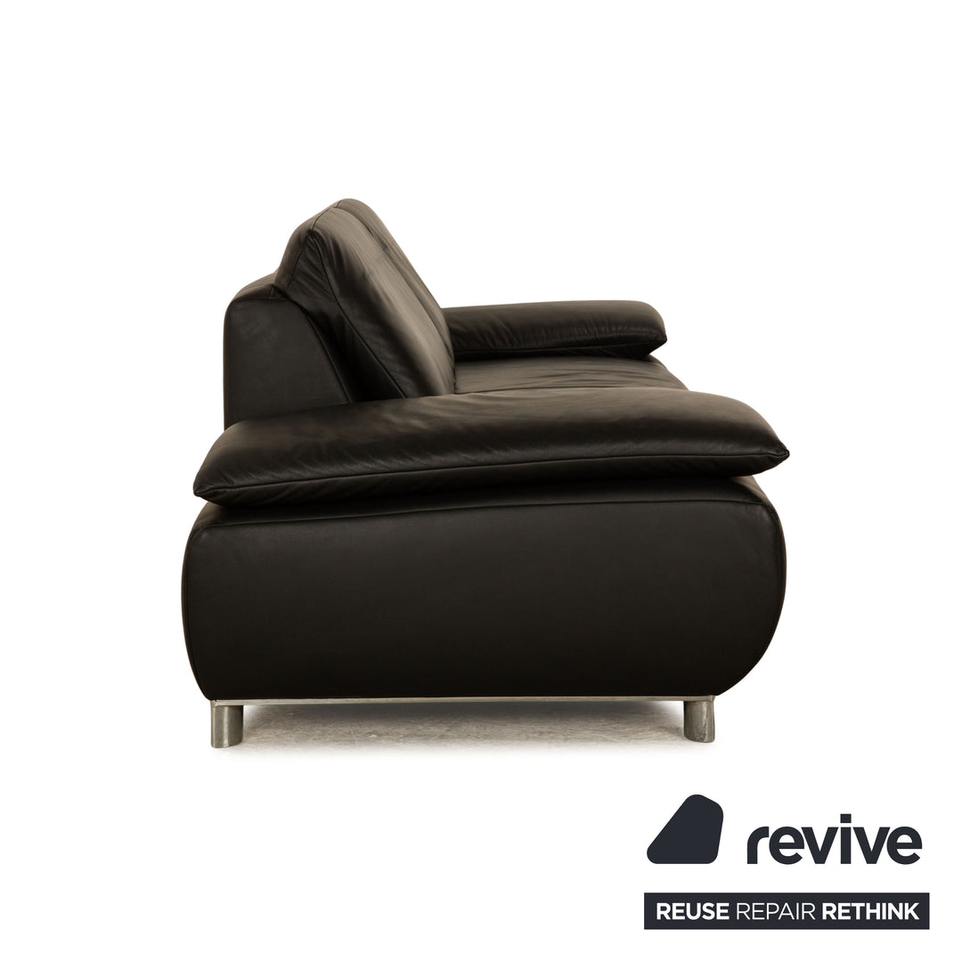 Koinor Volare Leder Dreisitzer Schwarz Sofa Couch manuelle Funktion