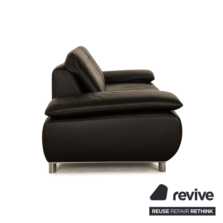 Koinor Volare Leder Dreisitzer Schwarz Sofa Couch manuelle Funktion
