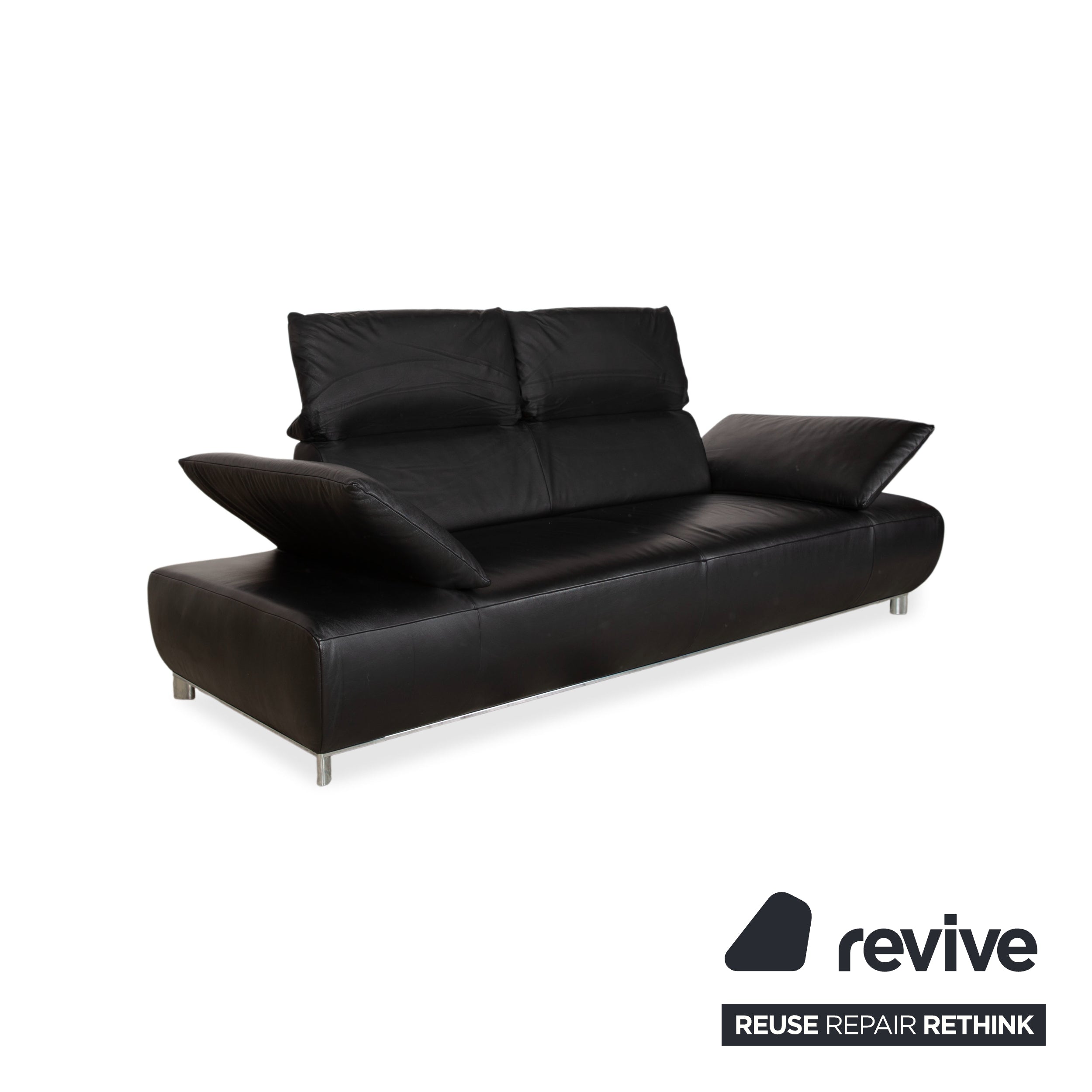 Koinor Volare Leder Dreisitzer Schwarz Sofa Couch manuelle Funktion