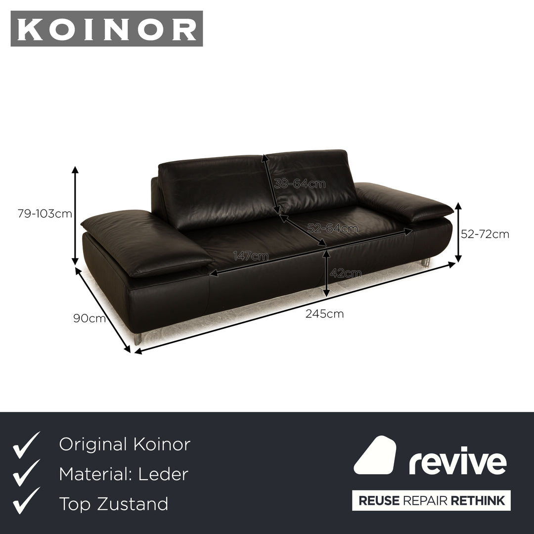 Koinor Volare Leder Dreisitzer Schwarz Sofa Couch manuelle Funktion