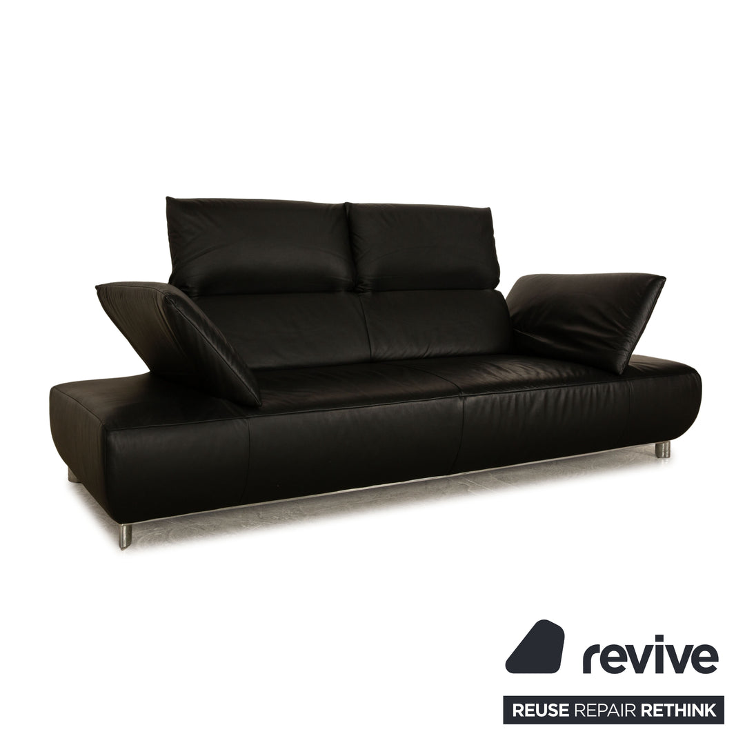Koinor Volare Leder Dreisitzer Schwarz Sofa Couch manuelle Funktion