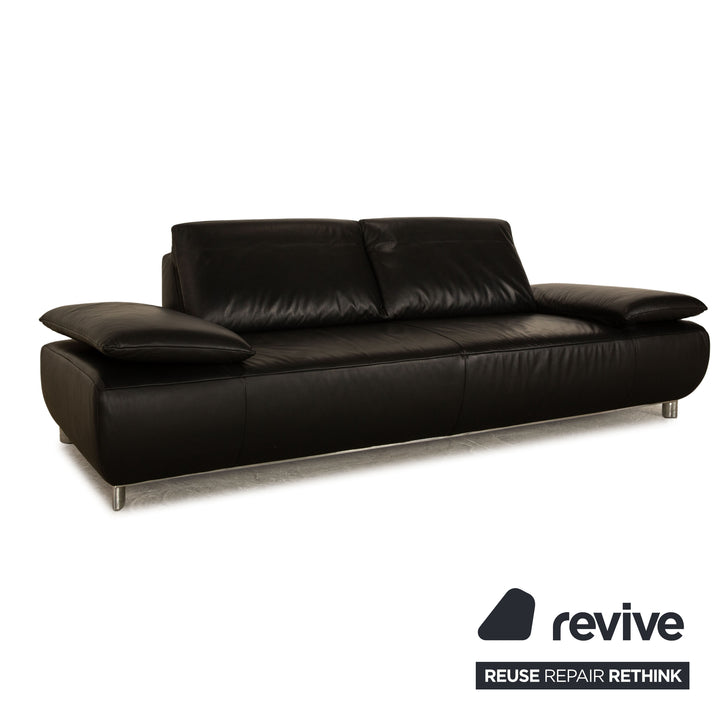 Koinor Volare Leder Dreisitzer Schwarz Sofa Couch manuelle Funktion