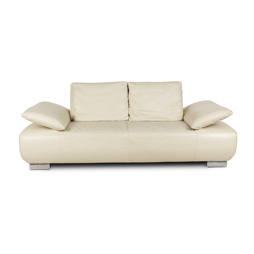 Koinor Volare Leder Dreisitzer Sofa Creme manuelle Funktion Sofa Couch