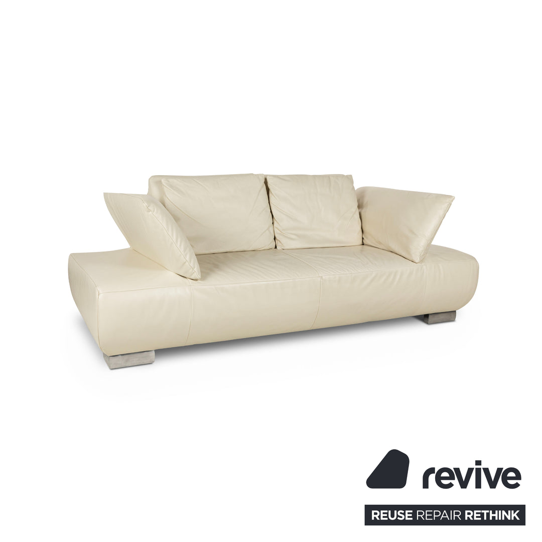 Koinor Volare Leder Dreisitzer Sofa Creme manuelle Funktion Sofa Couch