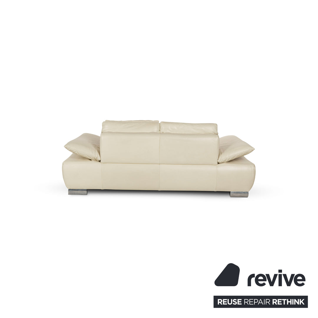 Koinor Volare Leder Dreisitzer Sofa Creme manuelle Funktion Sofa Couch