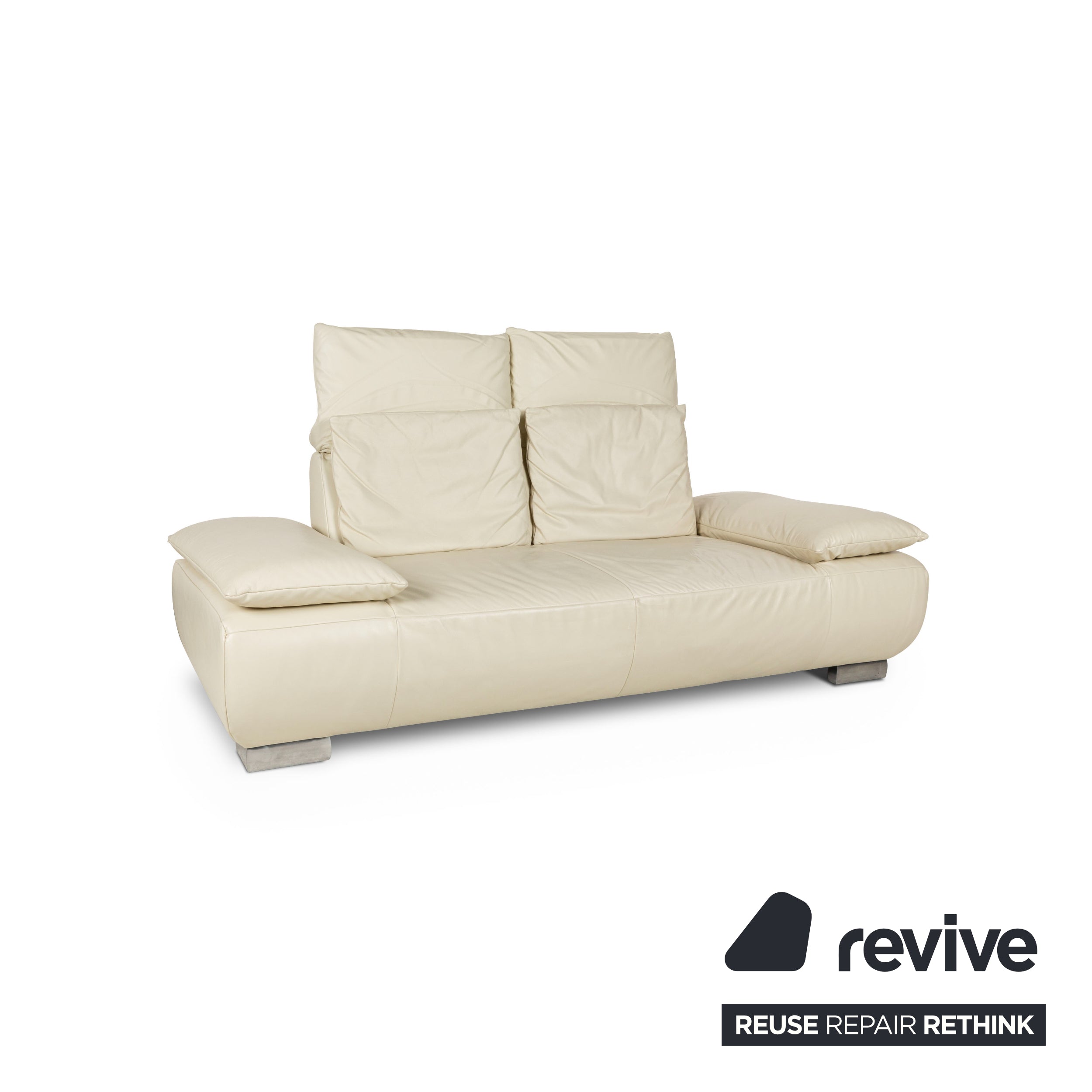 Koinor Volare Leder Dreisitzer Sofa Creme manuelle Funktion Sofa Couch