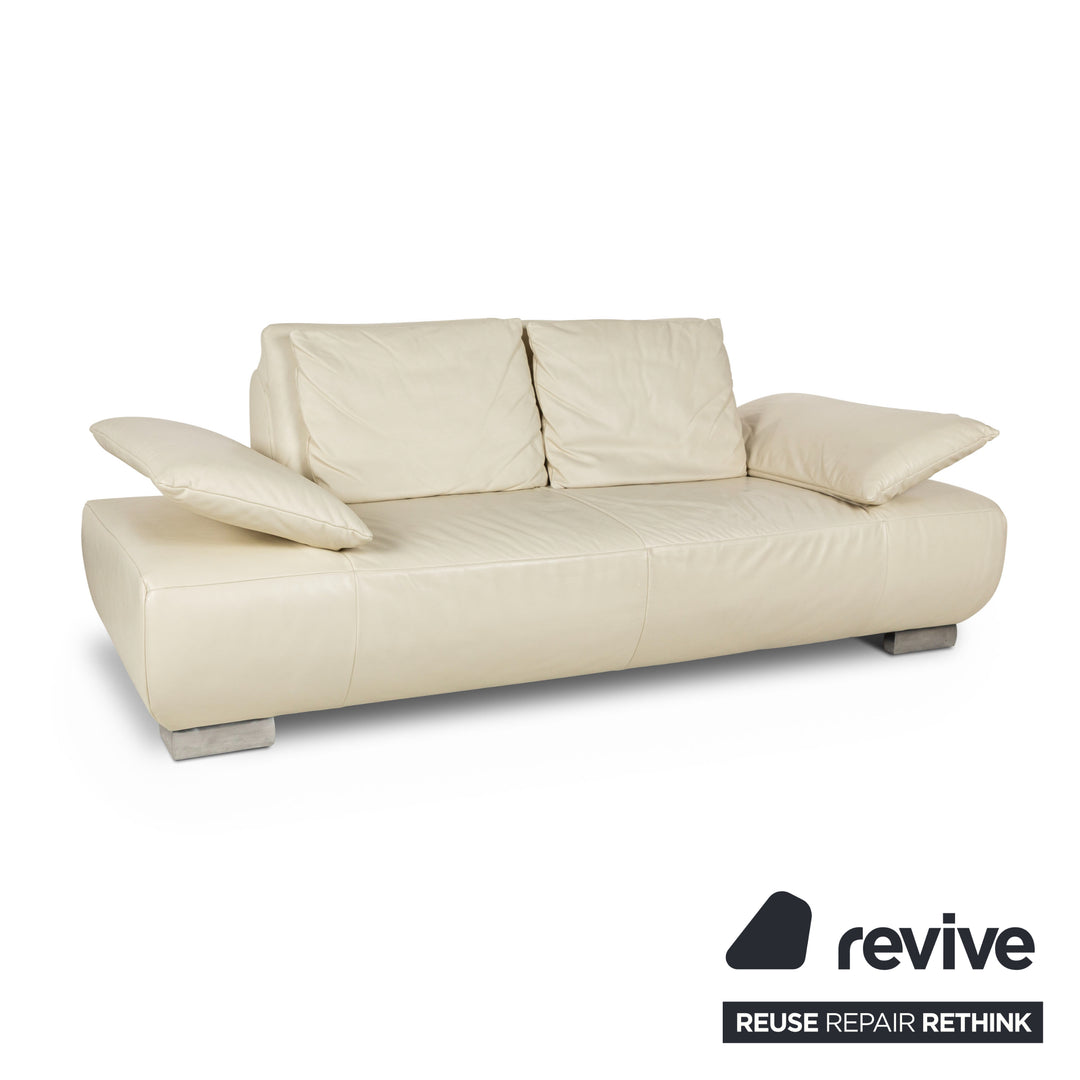 Koinor Volare Leder Dreisitzer Sofa Creme manuelle Funktion Sofa Couch