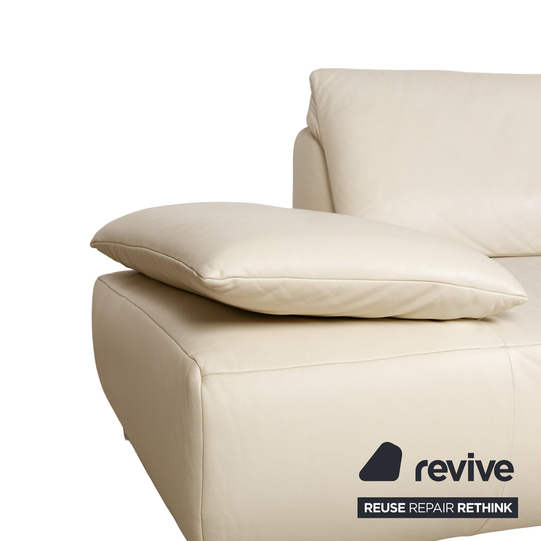 Koinor Volare Leather Three-Seater White Cream Manual Function Sofa Couch