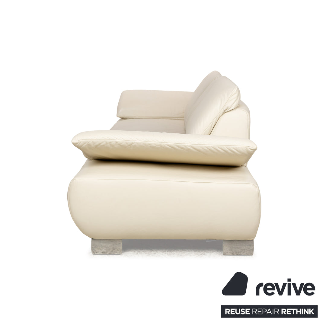 Koinor Volare Leather Three-Seater White Cream Manual Function Sofa Couch