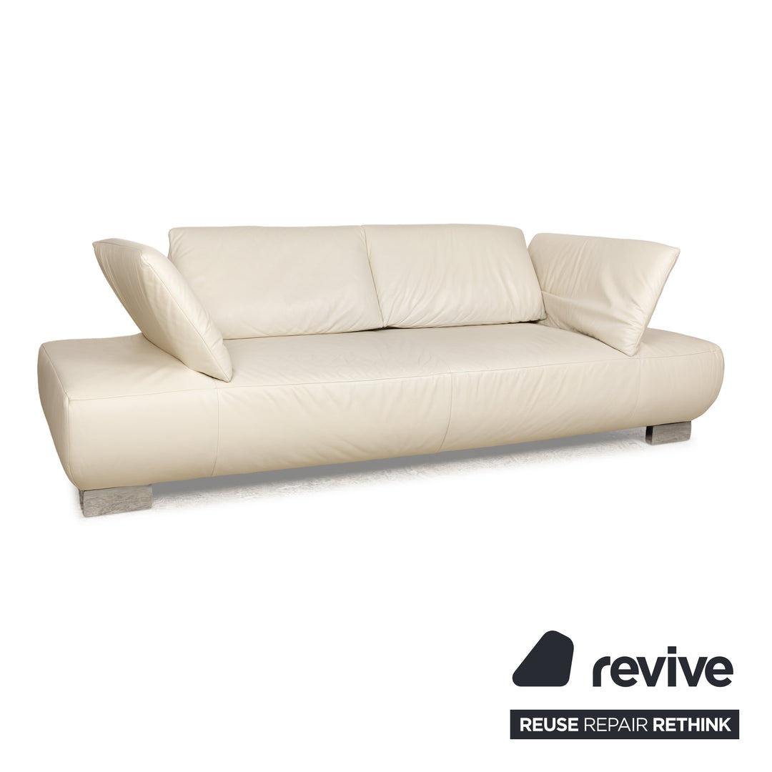 Koinor Volare Leder Dreisitzer Weiß Creme manuelle Funktion Sofa Couch