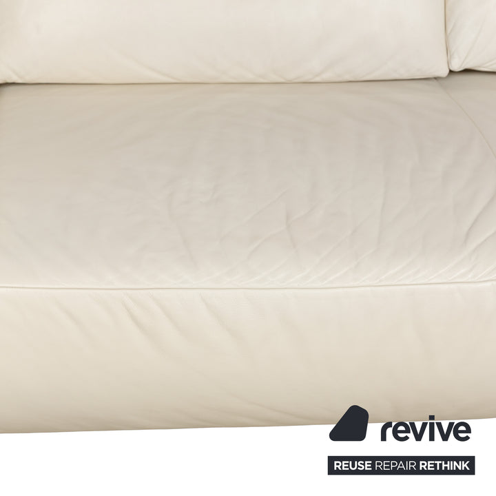 Koinor Volare Leather Three-Seater White Cream Manual Function Sofa Couch