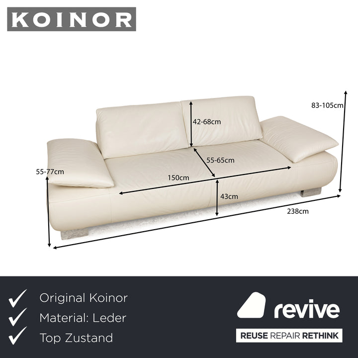 Koinor Volare Leder Dreisitzer Weiß Creme manuelle Funktion Sofa Couch