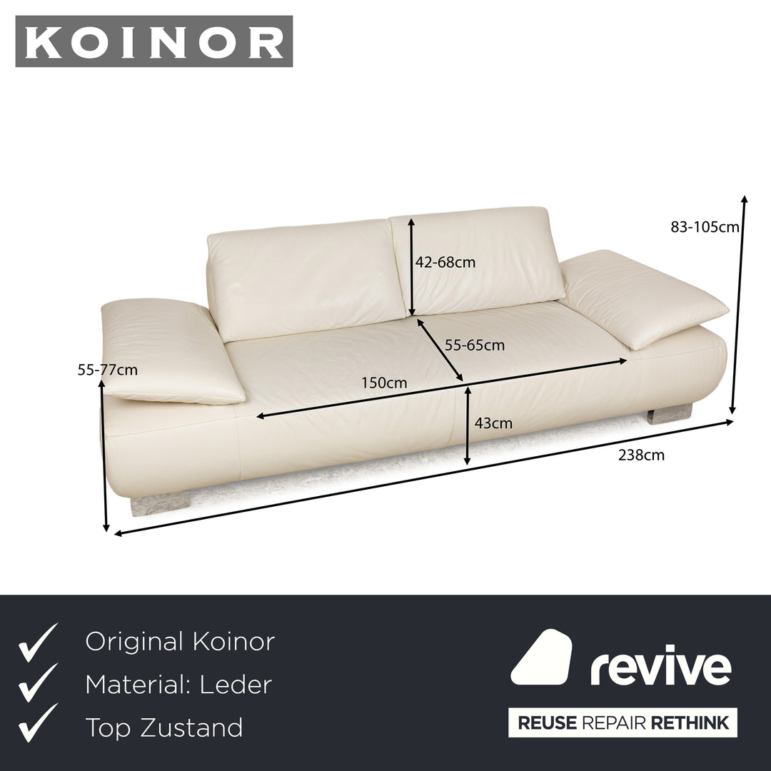 Koinor Volare Leder Dreisitzer Weiß Creme manuelle Funktion Sofa Couch