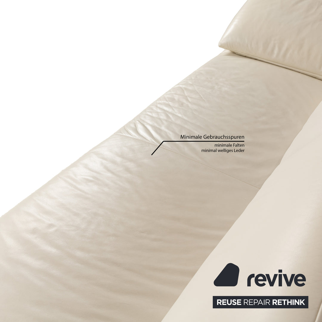 Koinor Volare Leder Dreisitzer Weiß Creme manuelle Funktion Sofa Couch