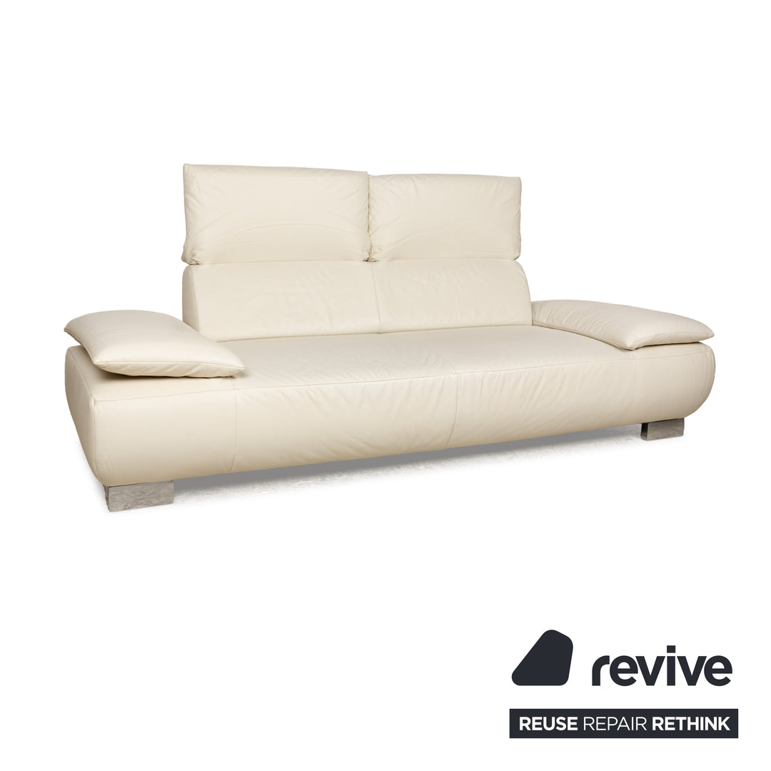 Koinor Volare Leather Three-Seater White Cream Manual Function Sofa Couch