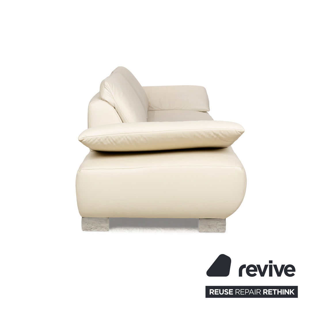 Koinor Volare Leather Three-Seater White Cream Manual Function Sofa Couch