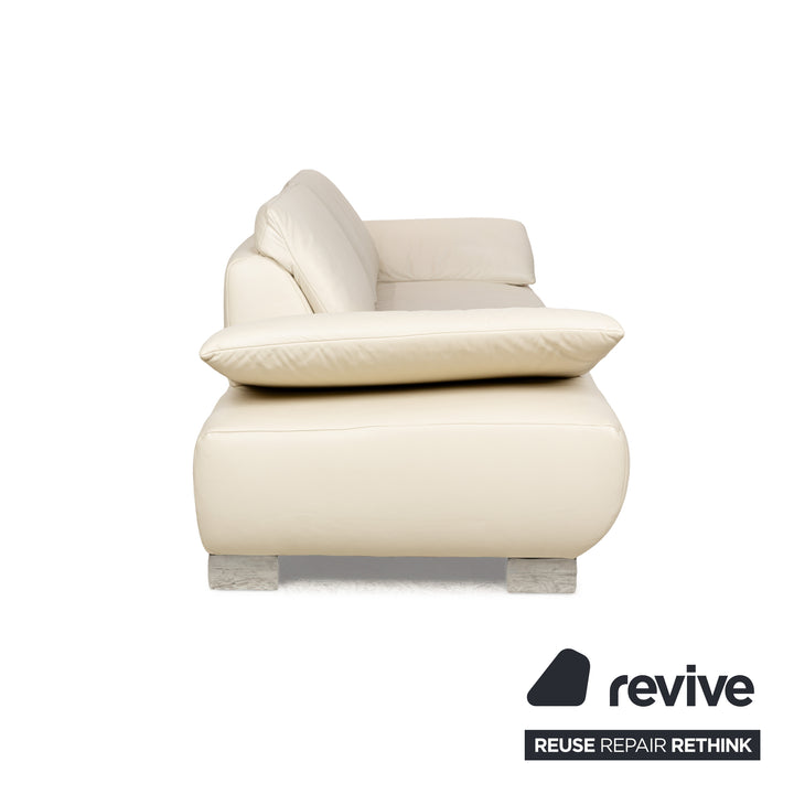 Koinor Volare Leather Three-Seater White Cream Manual Function Sofa Couch