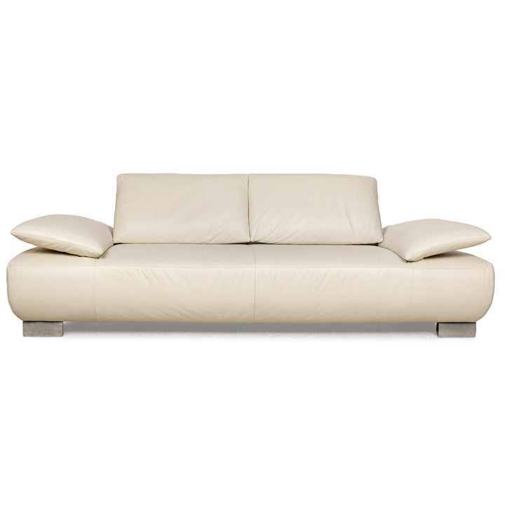 Koinor Volare Leather Three-Seater White Cream Manual Function Sofa Couch