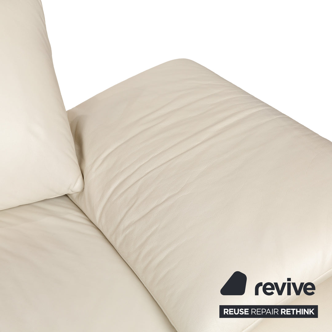 Koinor Volare Leather Three-Seater White Cream Manual Function Sofa Couch