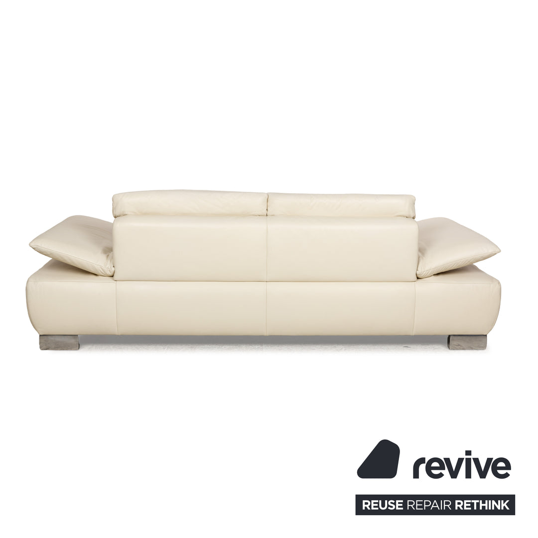 Koinor Volare Leder Dreisitzer Weiß Creme manuelle Funktion Sofa Couch