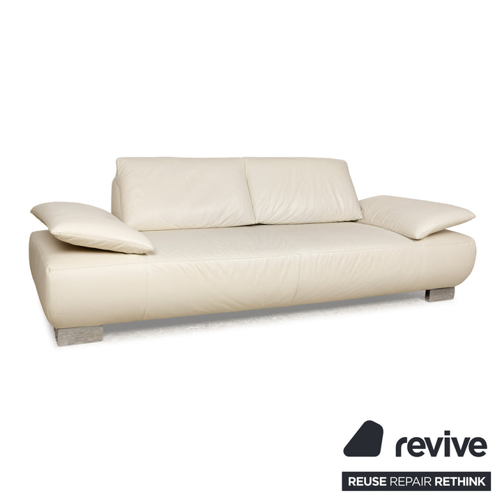Koinor Volare Leder Dreisitzer Weiß Creme manuelle Funktion Sofa Couch