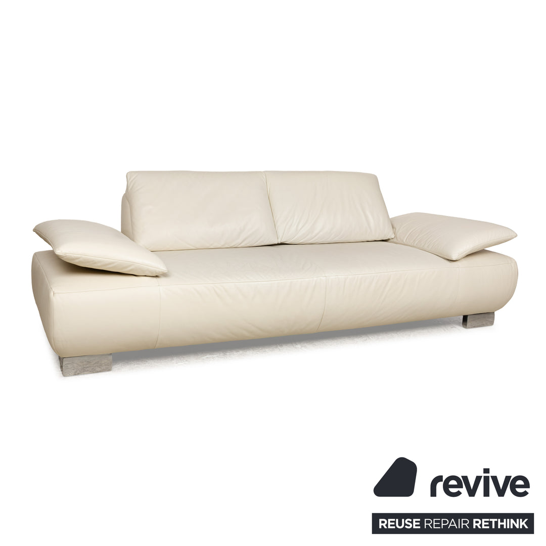 Koinor Volare Leather Three-Seater White Cream Manual Function Sofa Couch