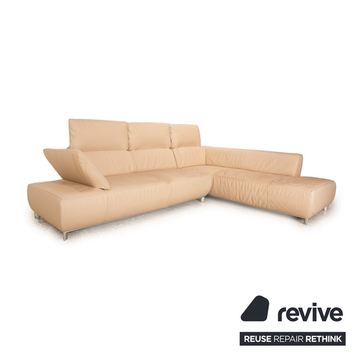 Koinor Volare Leather Corner Sofa Beige Taupe Manual Function Sofa Couch