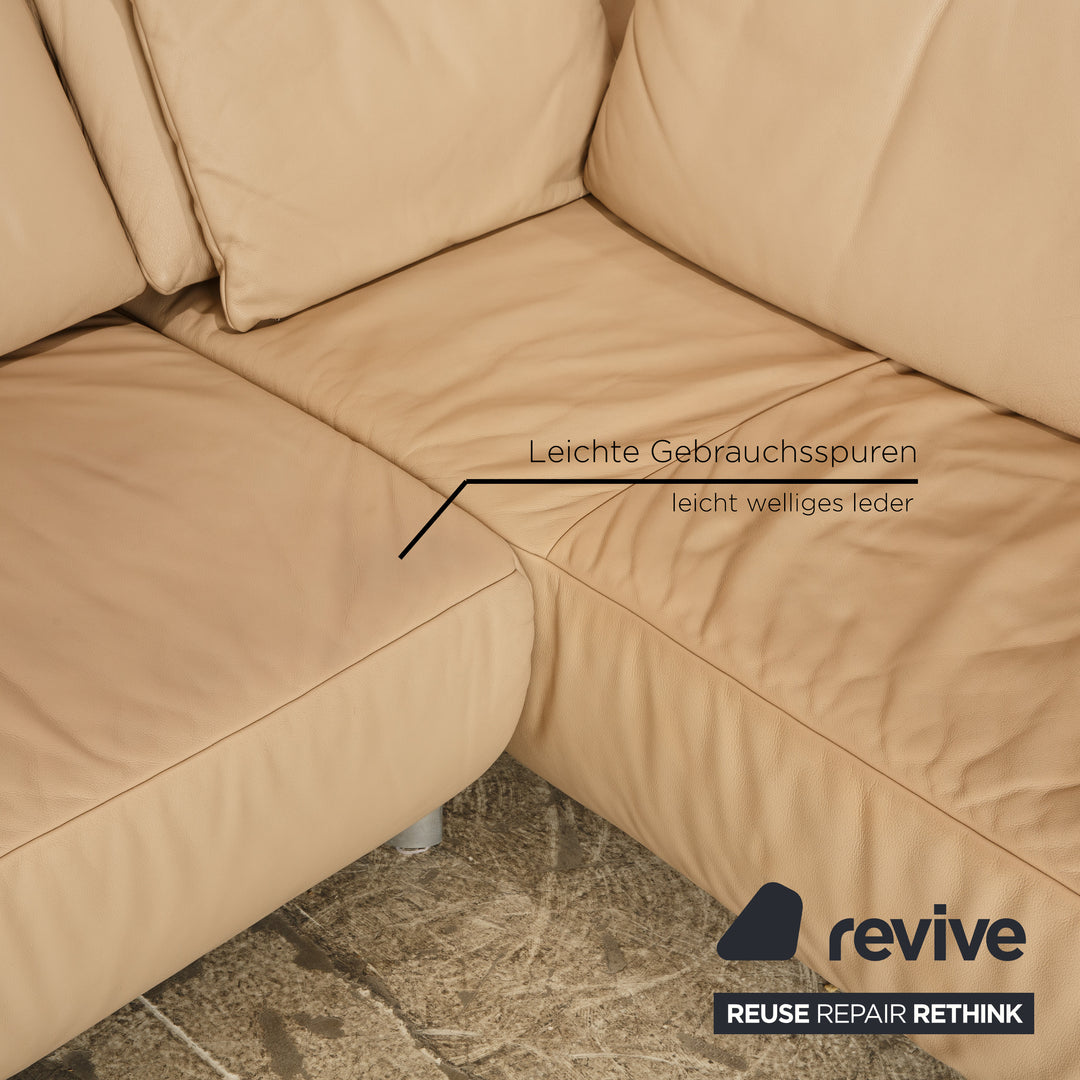 Koinor Volare Leather Corner Sofa Beige Taupe Manual Function Sofa Couch