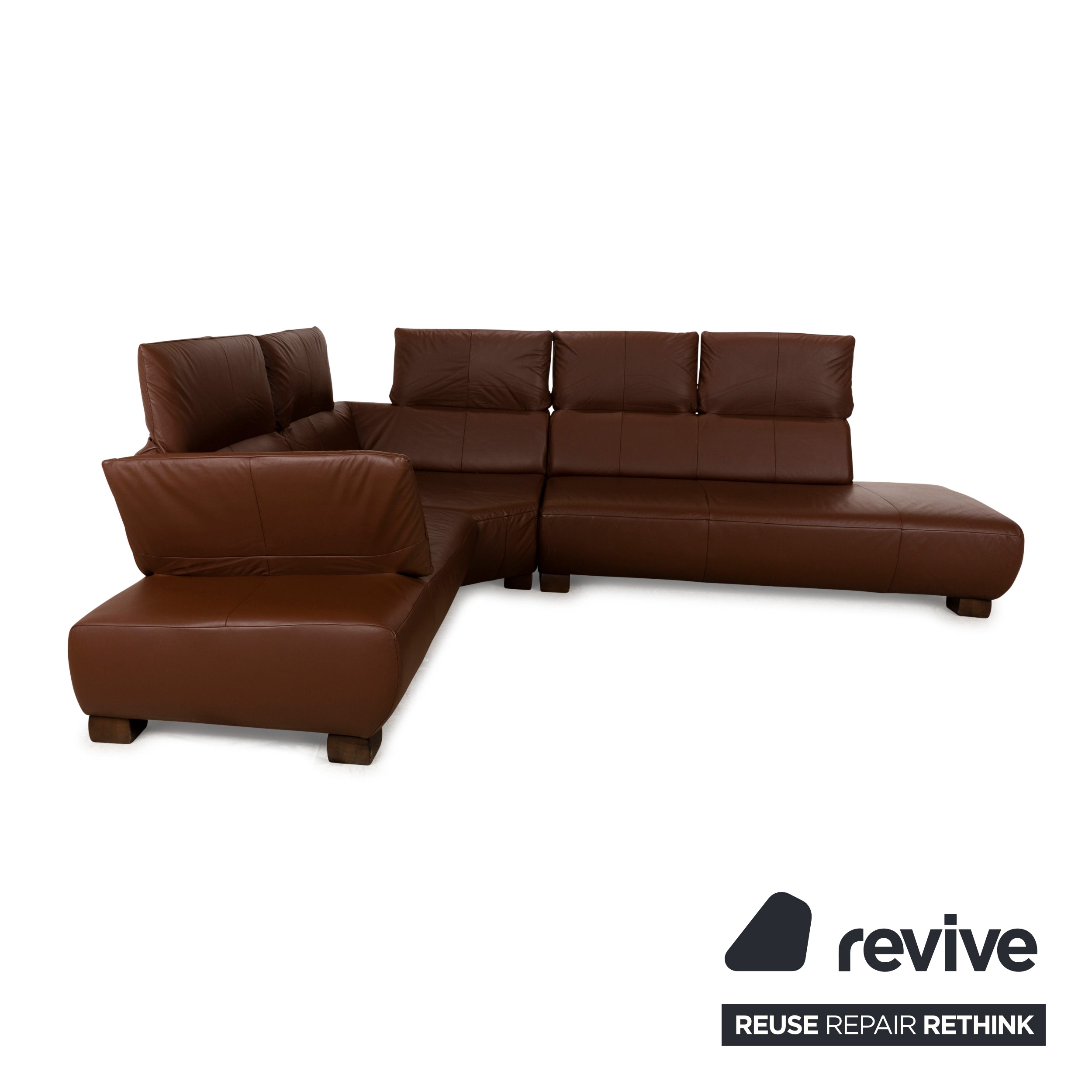 Koinor Volare Leather Corner Sofa Brown Manual Function Sofa Couch