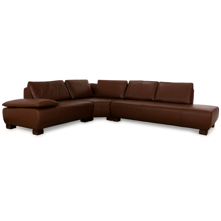 Koinor Volare Leather Corner Sofa Brown Manual Function Sofa Couch