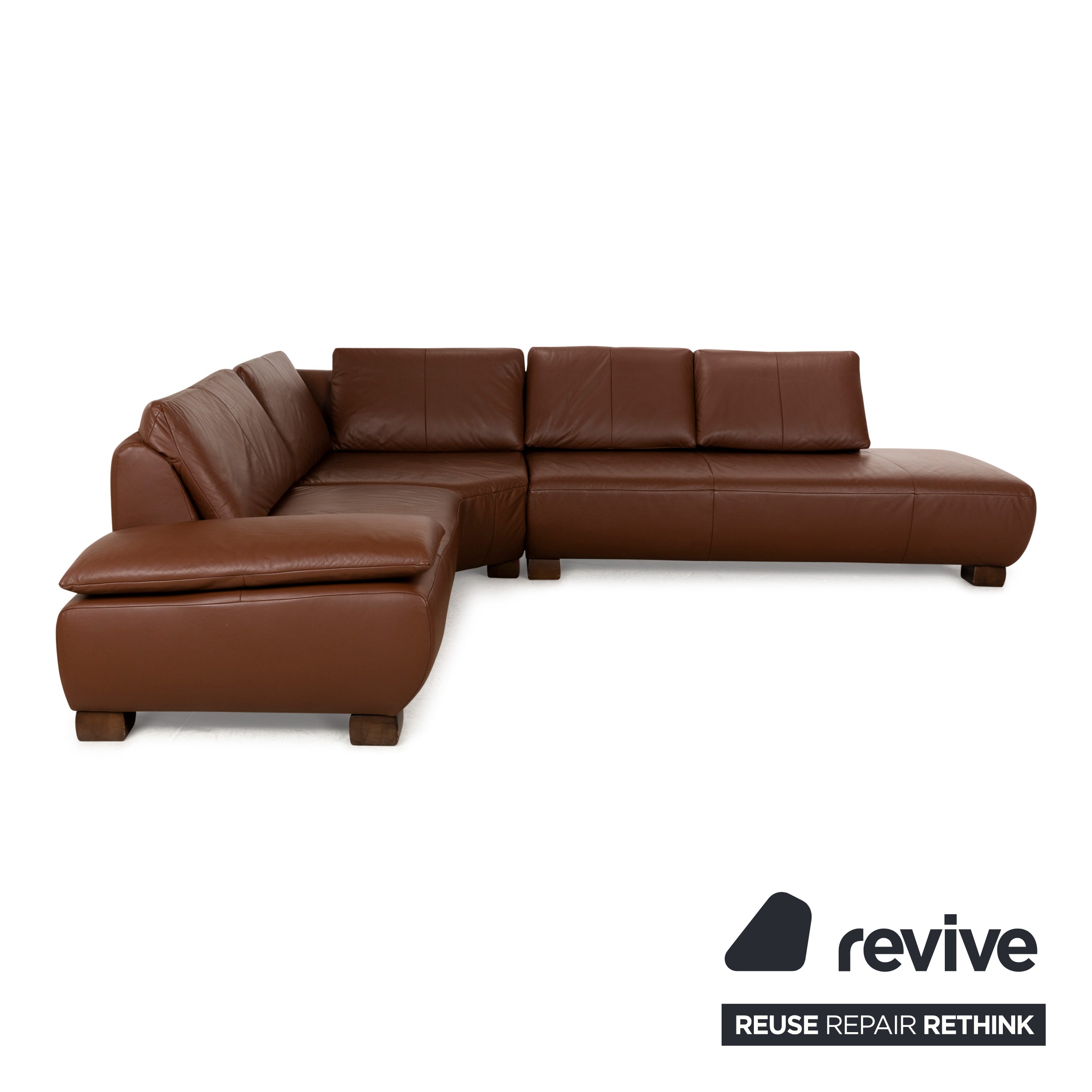 Koinor Volare Leather Corner Sofa Brown Manual Function Sofa Couch