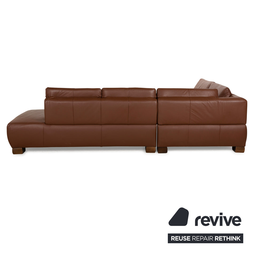 Koinor Volare Leather Corner Sofa Brown Manual Function Sofa Couch