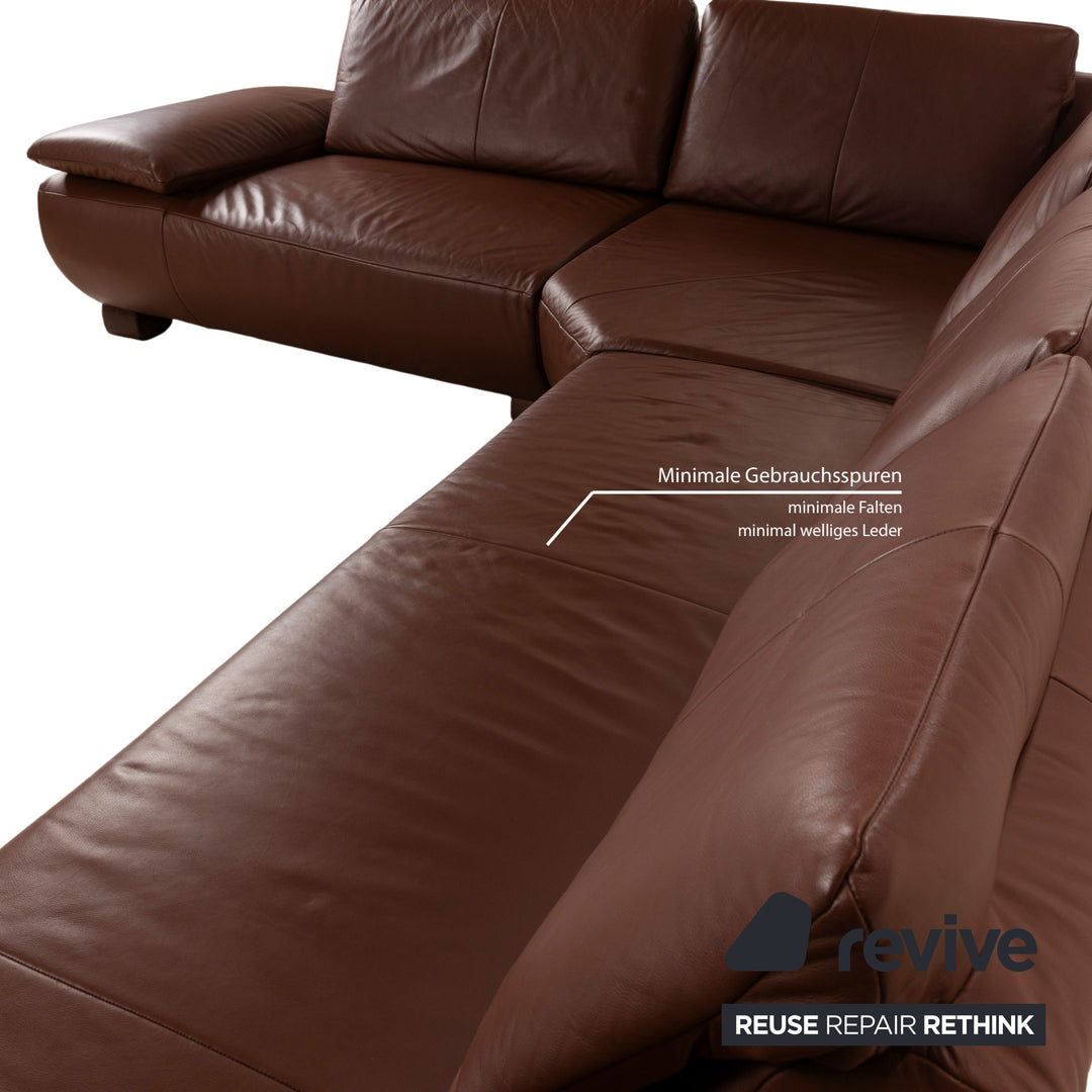 Koinor Volare Leather Corner Sofa Brown Manual Function Sofa Couch