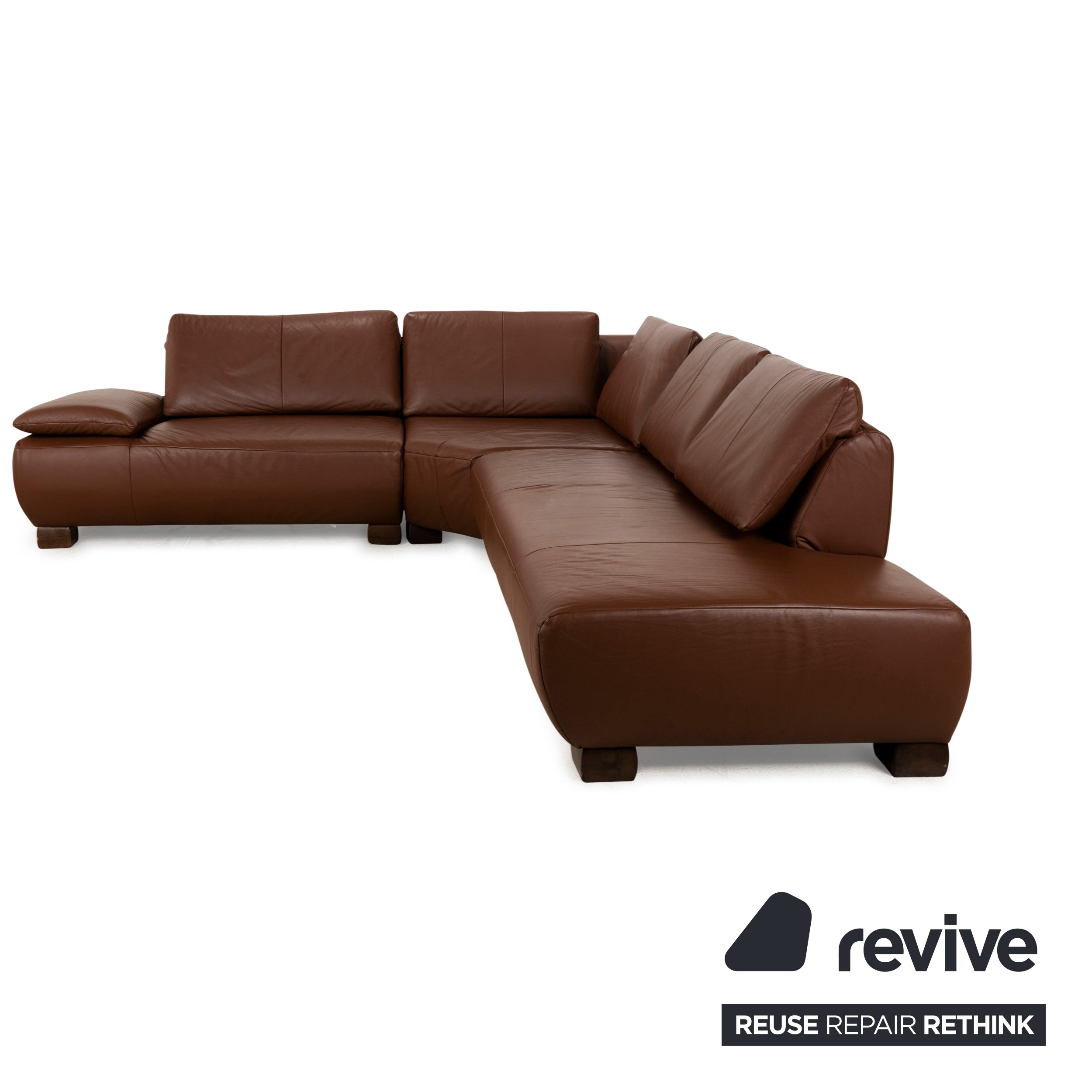 Koinor Volare Leather Corner Sofa Brown Manual Function Sofa Couch