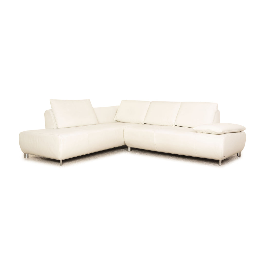 Koinor Volare Leder Ecksofa Creme manuelle Funktion Recamiere links