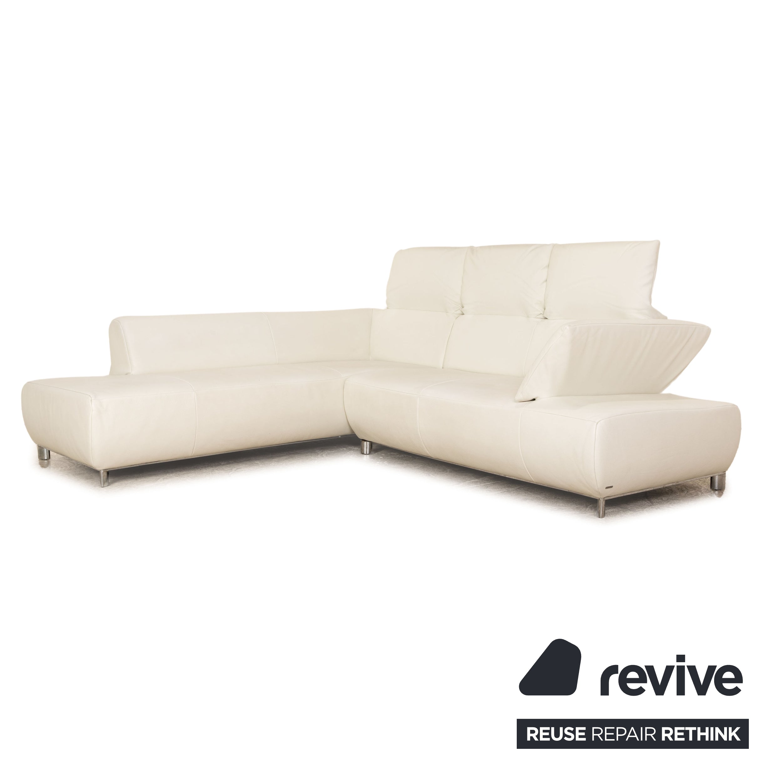 Koinor Volare Leder Ecksofa Creme manuelle Funktion Recamiere links