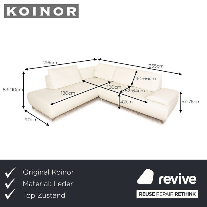 Koinor Volare Leder Ecksofa Creme manuelle Funktion Recamiere links