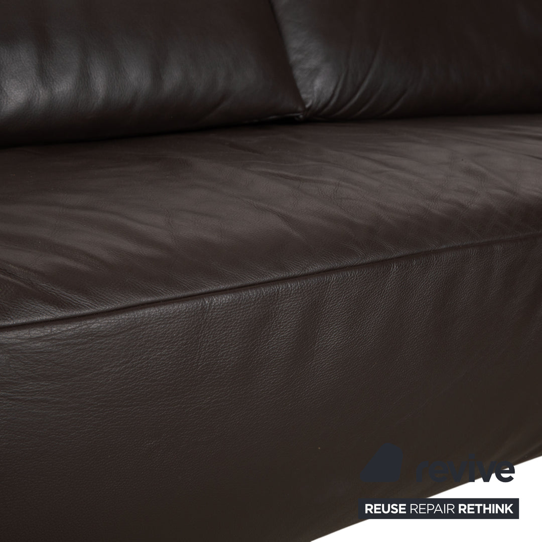 Koinor Volare Leather Corner Sofa Dark Brown Manual Function Sofa Couch