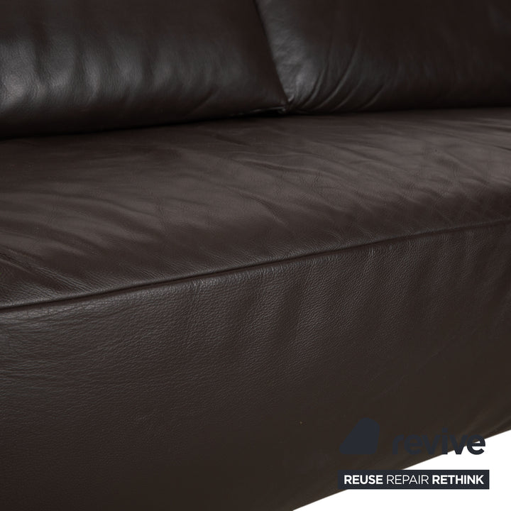 Koinor Volare Leather Corner Sofa Dark Brown Manual Function Sofa Couch