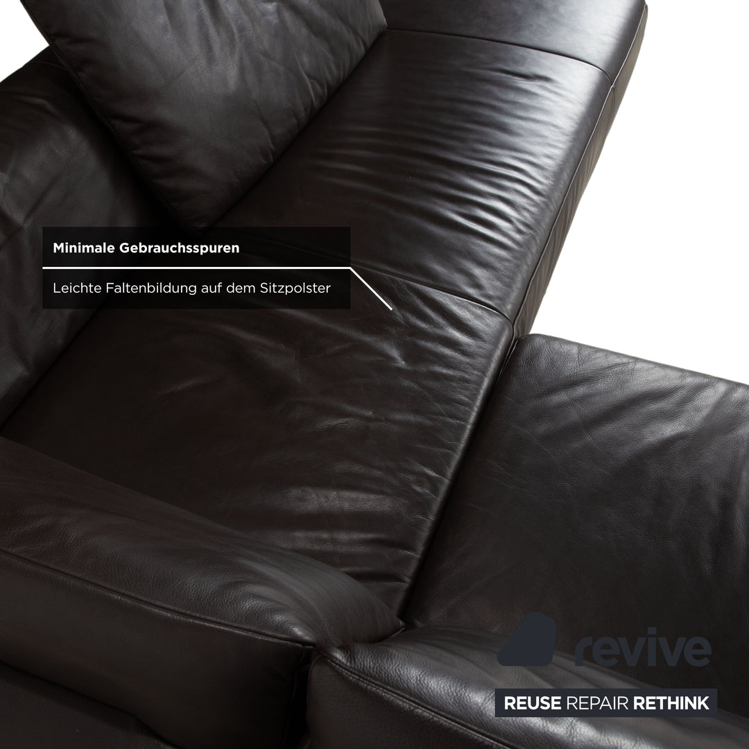 Koinor Volare Leather Corner Sofa Dark Brown Manual Function Sofa Couch