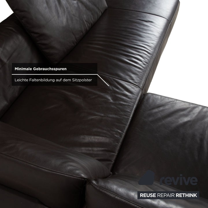 Koinor Volare Leather Corner Sofa Dark Brown Manual Function Sofa Couch