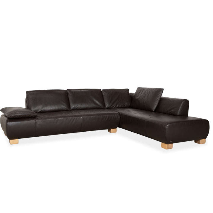 Koinor Volare Leather Corner Sofa Dark Brown Manual Function Sofa Couch