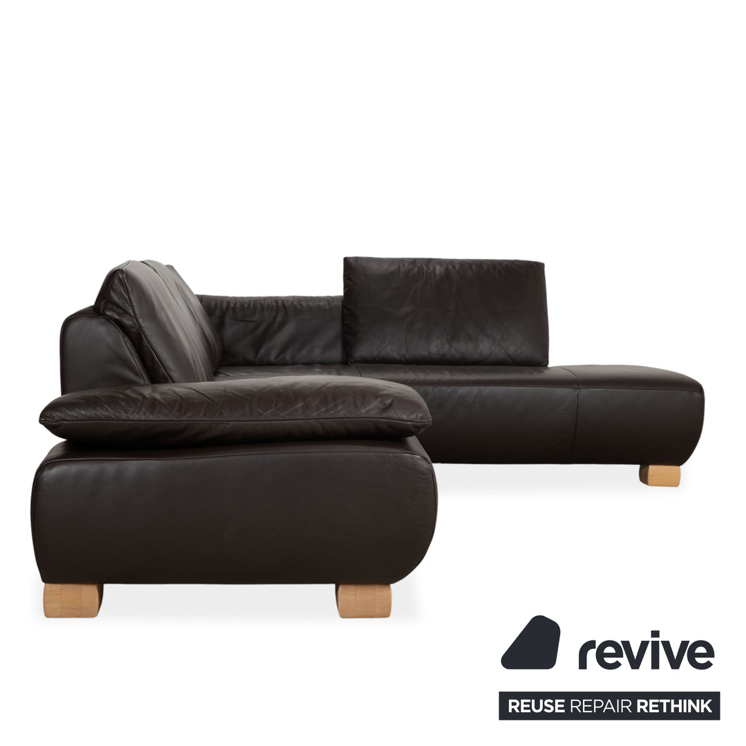 Koinor Volare Leather Corner Sofa Dark Brown Manual Function Sofa Couch