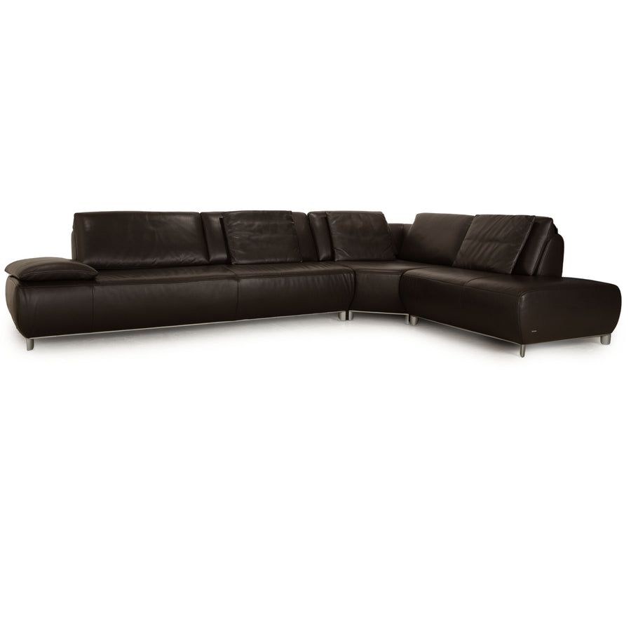 Koinor Volare Leather Corner Sofa Dark Brown Manual Function Sofa Couch