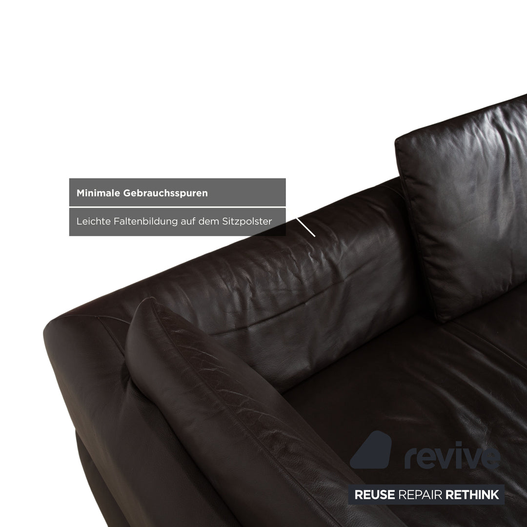 Koinor Volare Leather Corner Sofa Dark Brown Manual Function Sofa Couch