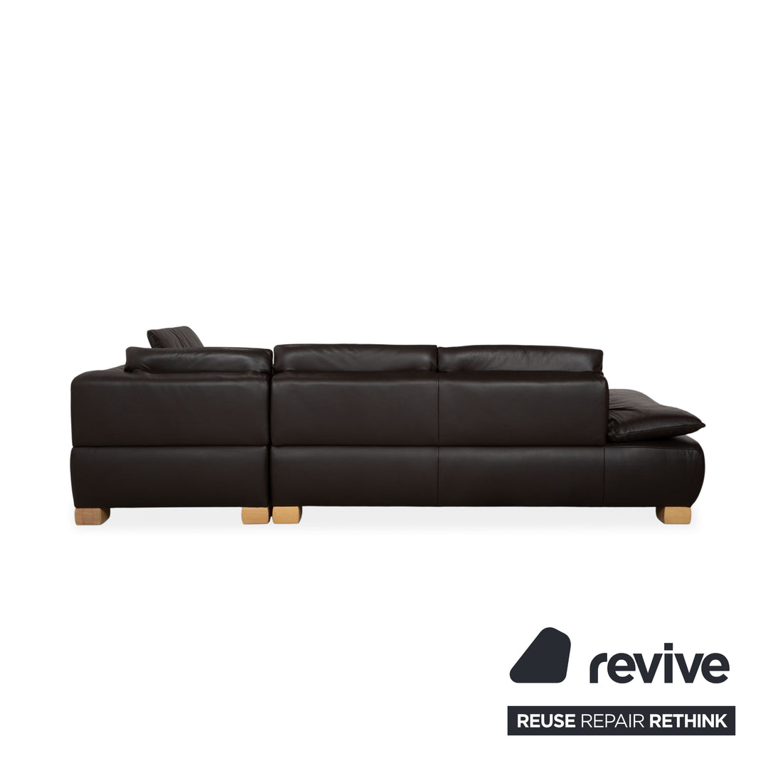Koinor Volare Leather Corner Sofa Dark Brown Manual Function Sofa Couch