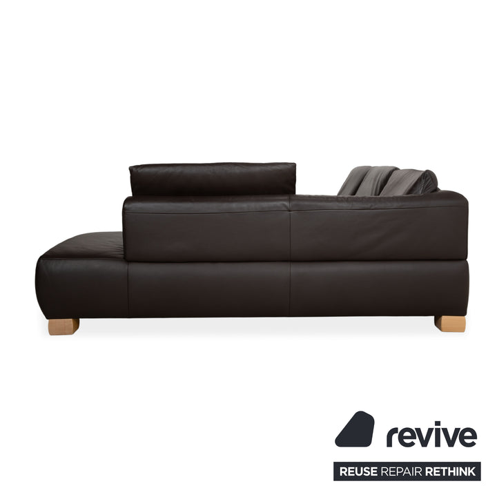 Koinor Volare Leather Corner Sofa Dark Brown Manual Function Sofa Couch